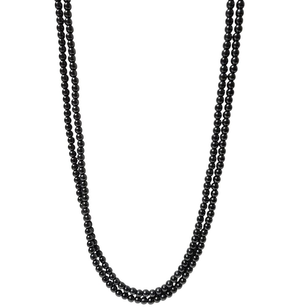 Natural Black Hematite Beaded Necklace Grounding Calming Fashion Jewelry Women